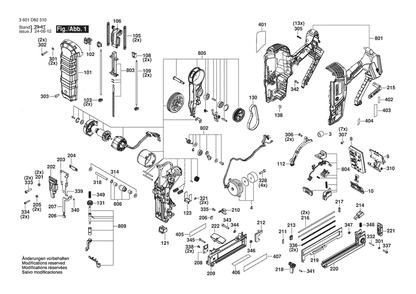 Section 1 Diagram and Parts List for 3601D82510  Bosch Nailer