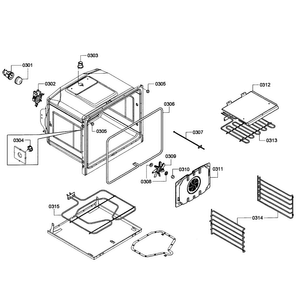 Oven Assy Diagram and Parts List for HBN3450UC 07 Bosch Wall Oven