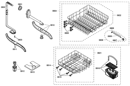 Baskets Diagram and Parts List for SHE42L15UC 47 Bosch Dishwasher