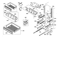 Shelves Diagram and Parts List for KBURT3665E01  Thermador Refrigerator