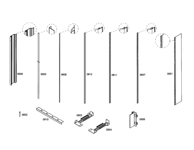 Profile Stripe Diagram and Parts List for T24IR70FSS-01  Thermador Refrigerator
