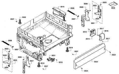 Base Assy Diagram and Parts List for SHE6AP05UC 02 Bosch Dishwasher