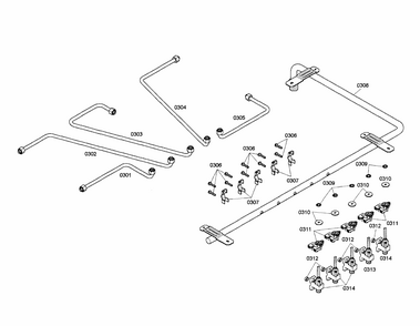 Valves/manifold Diagram and Parts List for NGM5624UC 01 Bosch Cooktop