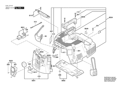 Part Location Diagram of 2610033020 Bosch Tool COVER