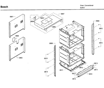Frame Asy Diagram and Parts List for HBL5650UC 09 Bosch Wall Oven
