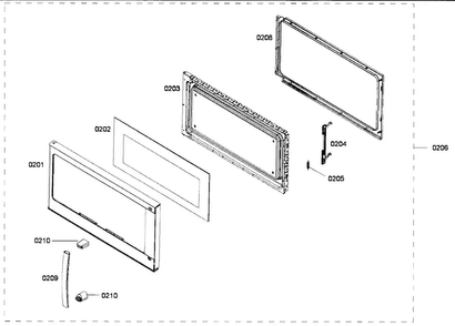 Door Assy Diagram and Parts List for HMV3061U 01 Bosch Microwave