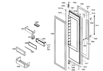 Refrigerator Door Diagram and Parts List for KBUDT4255E 01 Thermador Refrigerator