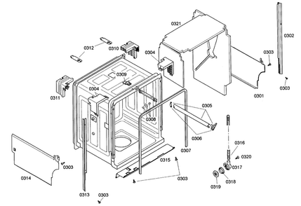 Cabinet Assy Diagram and Parts List for SHX43M05UC 48 Bosch Dishwasher
