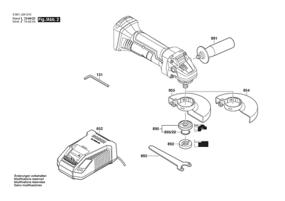 Section 2 Diagram and Parts List for CAG180-01 3601J3A310 Bosch Angle Grinder