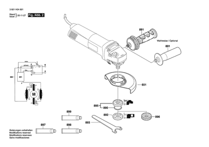 Section 2 Diagram and Parts List for GWS1400 3601H248R1 Bosch Angle Grinder