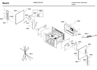 Frame Diagram and Parts List for HBL57M52UC 01 Bosch Wall Oven