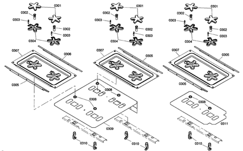 Burner Assy Diagram and Parts List for PRG486ELG03  Thermador Range