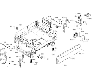 Base Assy Diagram and Parts List for SHE3AR55UC 08 Bosch Dishwasher