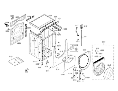 Body/door Diagram and Parts List for WFMC8440UC 13 Bosch Washer