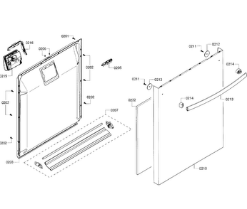 Door Assy Diagram and Parts List for SHX3AR52UC 08 Bosch Dishwasher
