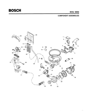 04 - COMPONENT ASSEMBLIES Diagram and Parts List for SHU3002  Bosch Dishwasher