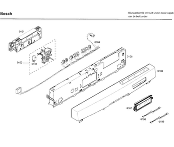 Control Panel Diagram and Parts List for SHE99C05UC 36 Bosch Dishwasher