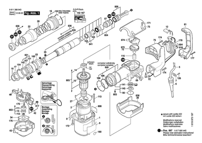 Section 1 Diagram and Parts List for GSH388 0611388904 Bosch Demolition Hammer