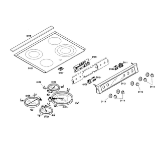 Cooktop Diagram and Parts List for HEI7132U 03 Bosch Range
