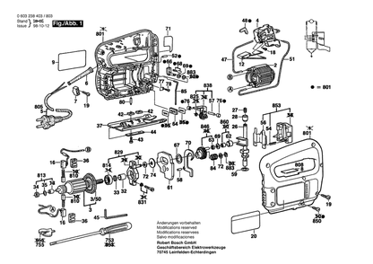 Section 1 Diagram and Parts List for 0603238832  Bosch Jig Saw