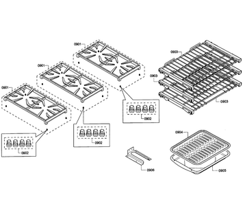 Grates/shelfs Diagram and Parts List for PRD366GHU 11 Thermador Range