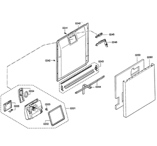 Door Assy Diagram and Parts List for SGE63E06UC 48 Bosch Dishwasher
