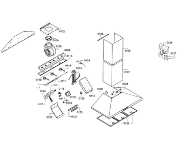 Range Hood Diagram and Parts List for HMCB42FS 01 Thermador Range Hood