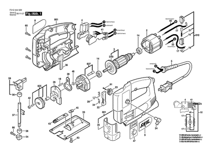 Bosch 4445 (F012444544) Diagram and Parts List for 4445 F012444544 Bosch Jig Saw