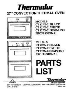 Cover Page Diagram and Parts List for CT227N-01  Thermador Wall Oven