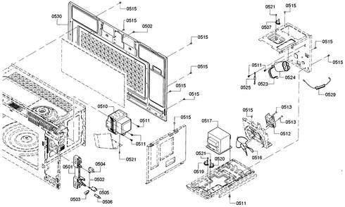Magnetron Diagram and Parts List for HMVP052U 01 Bosch Microwave