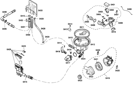 Pump Diagram and Parts List for SHE33M06UC 53 Bosch Dishwasher