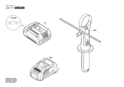 Section 2 Diagram and Parts List for 3601JG0311  Bosch Hammer Drill