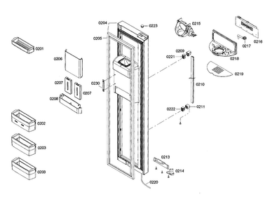 Door 1 Diagram and Parts List for B22CS50SNB 04 Bosch Refrigerator