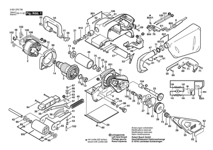 Section 1 Diagram and Parts List for GBS100AE 0601276739 Bosch Belt or Drum Sander