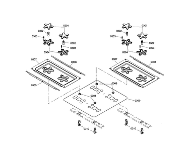 Cooktop Diagram and Parts List for PRD484EEHC 01 Thermador Range