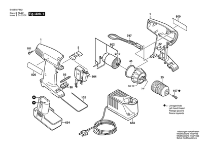 Section 1 Diagram and Parts List for 0603937738  Bosch Screwdriver