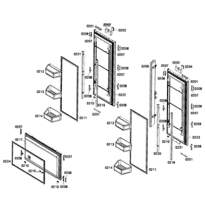 Doors Assy Diagram and Parts List for T36IT71FN 01 Thermador Refrigerator