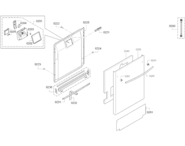 Door Diagram and Parts List for SGX68U55UC B3 Bosch Dishwasher