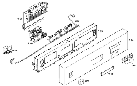 Control Panel Diagram and Parts List for SHE43C02UC 40 Bosch Dishwasher