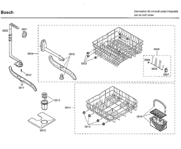 Rack Diagram and Parts List for SHX33A02UC 22 Bosch Dishwasher