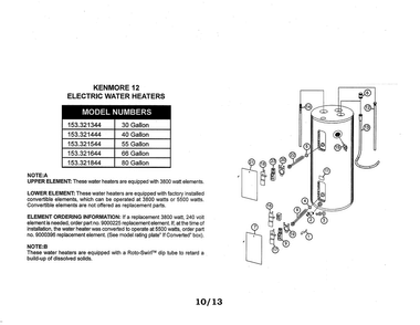 Part Location Diagram of 326123-000 Maytag Water heater owner's manual