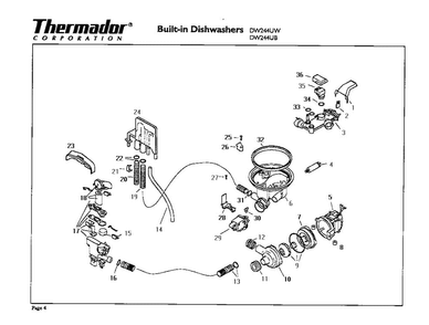 Pump And Motor Diagram and Parts List for DW244UW  Thermador Dishwasher