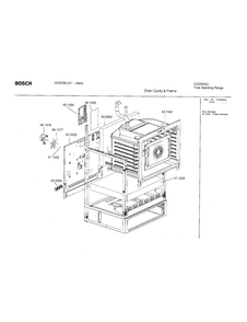 Oven Cavity And Frame Diagram and Parts List for HES236U 01 Bosch Range