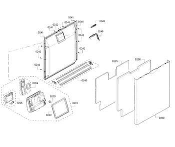 Door Section Diagram and Parts List for SHS5AVF2UC 22 Bosch Dishwasher