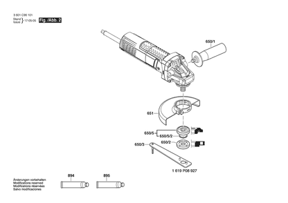 Section 2 Diagram and Parts List for GWS900-125S 3601C961F0 Bosch Angle Grinder