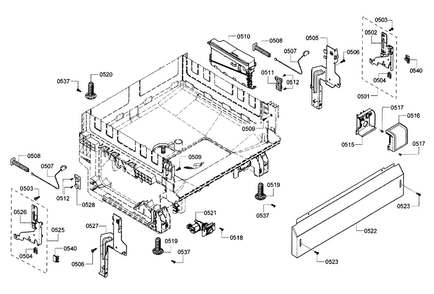 Base Assy Diagram and Parts List for SHE3AR56UC 11 Bosch Dishwasher