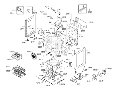 Cavity & Frame Diagram and Parts List for HGS5053UC 13 Bosch Range