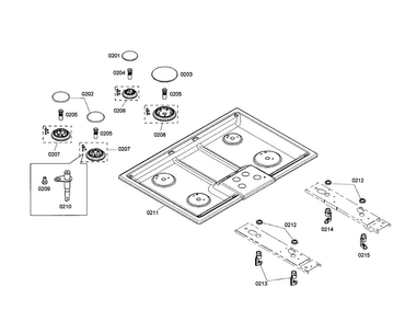 Maintop Diagram and Parts List for NGM5064UC 01 Bosch Cooktop