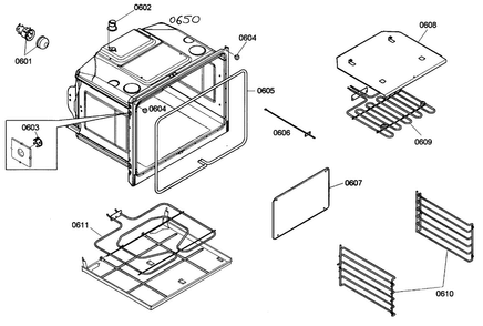 Lower Oven Diagram and Parts List for HBN3520UC 03 Bosch Wall Oven