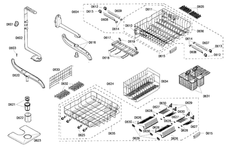 Basket Assy Diagram and Parts List for DWHD94EP 46 Thermador Dishwasher